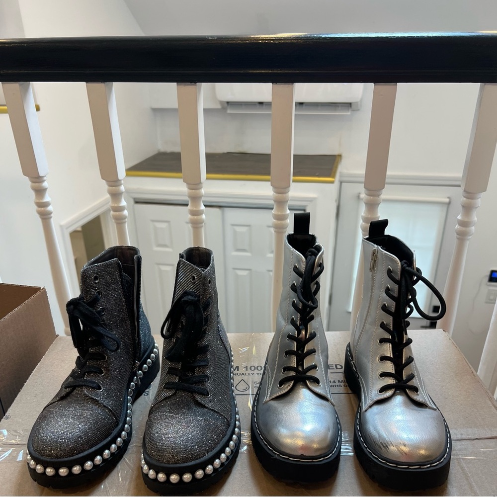 Jessica Simpson Black and Silver Combat Boots